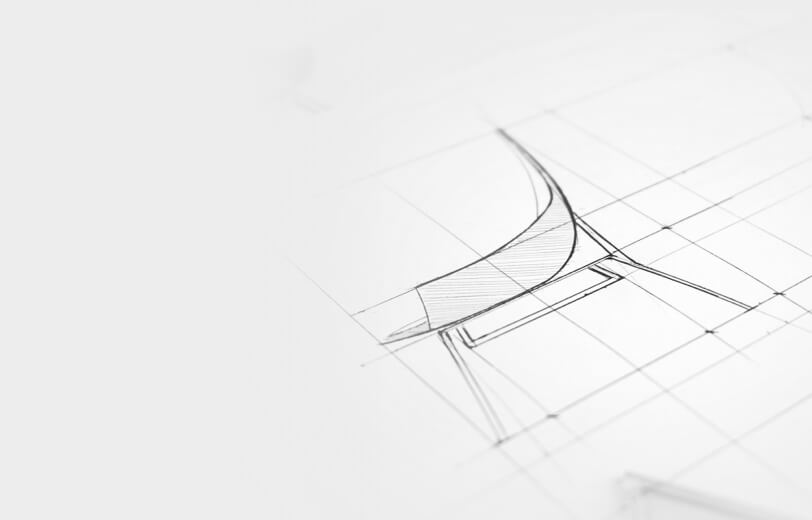 Architectural drawing of a chair on a white background, showcasing clean lines and minimalist design.