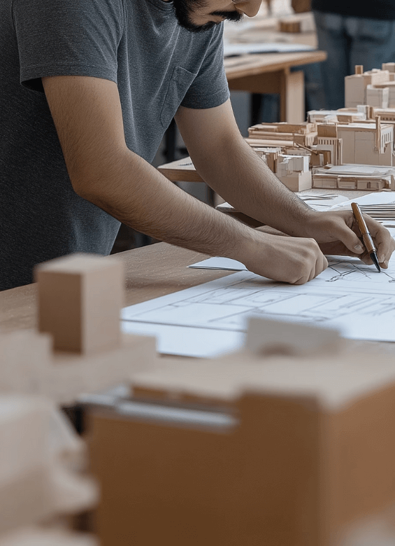 A man is focused on a project