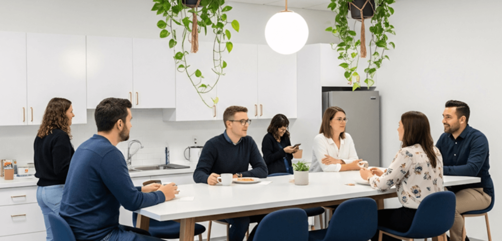 A group of people gathered around a table